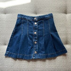NWOT Zara Girls Denim Button-Front Pleated Skirt, size 10